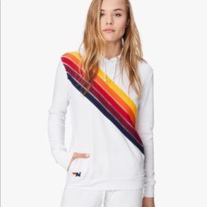 Aviator Nation Cross Stripe Pullover White (Small)